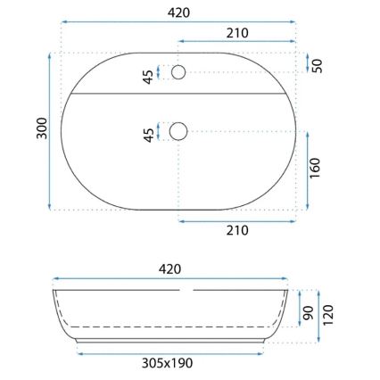 REA-U6617 - Umývadlo na dosku AURA 30x42 cm keramika/lesklá biela