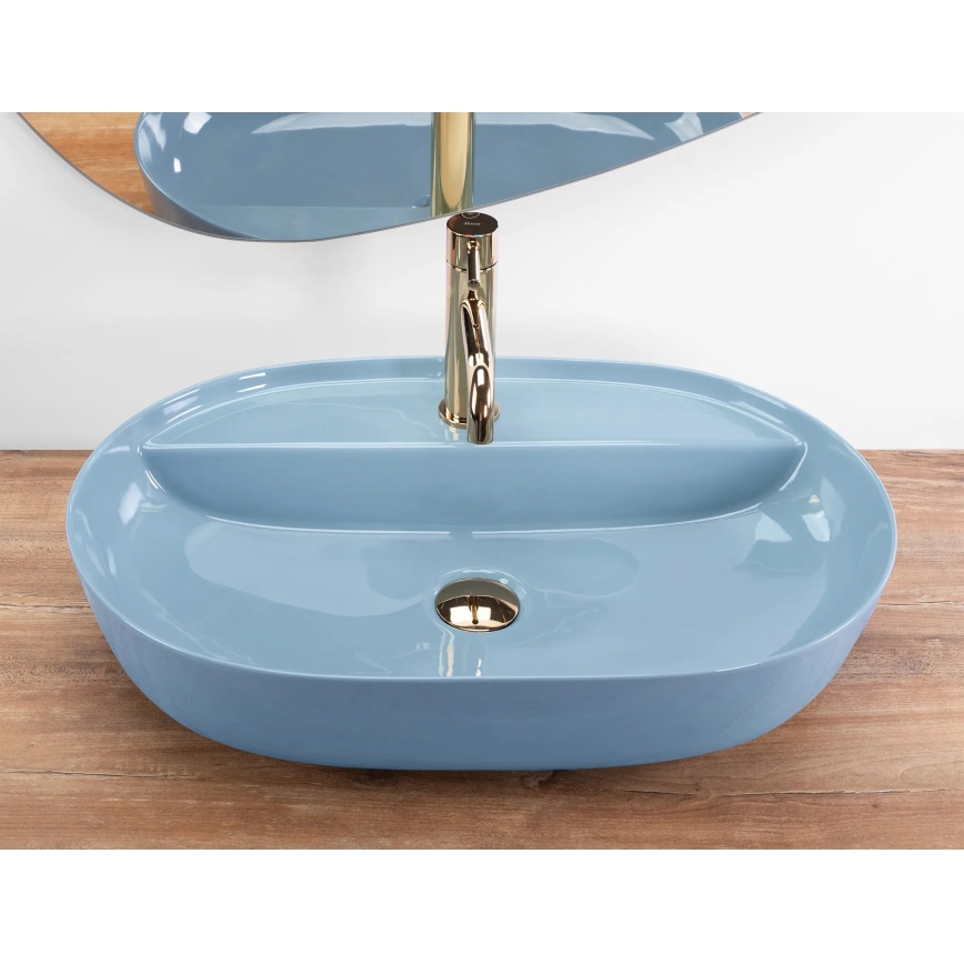 REA-U6618 - Umývadlo na dosku AURA 41x61 cm keramika/lesklá modrá