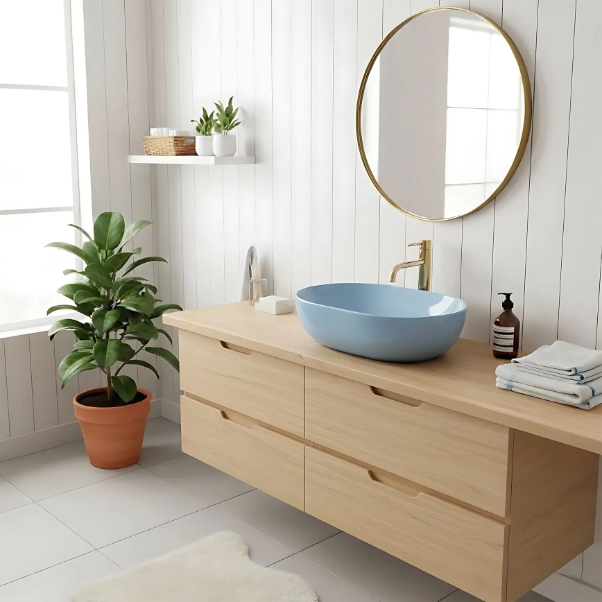 REA-U6620 - Umývadlo na dosku LISA 35x49 cm keramika/lesklá modrá