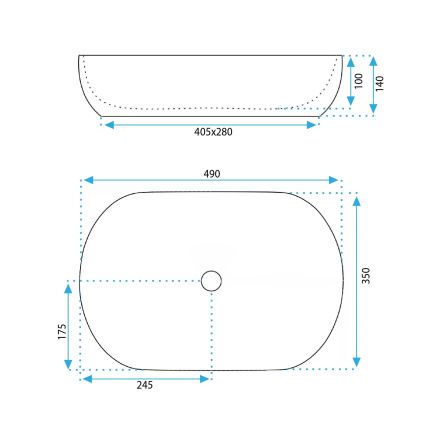REA-U6620 - Umývadlo na dosku LISA 35x49 cm keramika/lesklá modrá