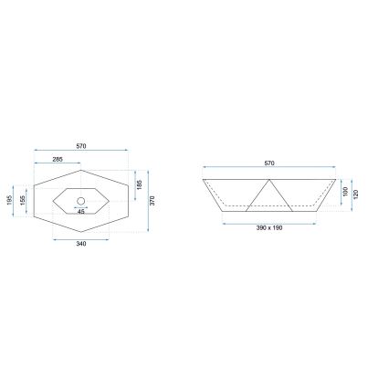 REA-U6643 - Umývadlo na dosku VEGAS 37x57 cm keramika/lesklá biela