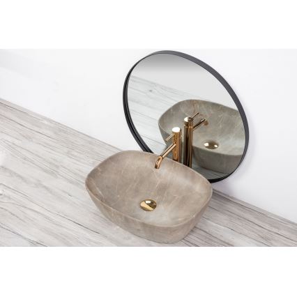 REA-U6647 - Umývadlo na dosku FREJA 39,5x51 cm keramika/šedá/mramorový dekor