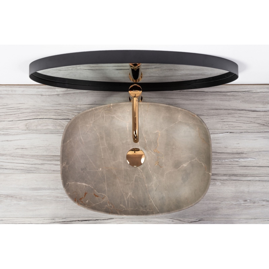 REA-U6647 - Umývadlo na dosku FREJA 39,5x51 cm keramika/šedá/mramorový dekor