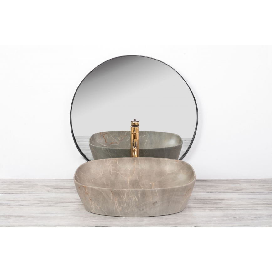 REA-U6647 - Umývadlo na dosku FREJA 39,5x51 cm keramika/šedá/mramorový dekor