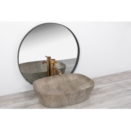 REA-U6647 - Umývadlo na dosku FREJA 39,5x51 cm keramika/šedá/mramorový dekor