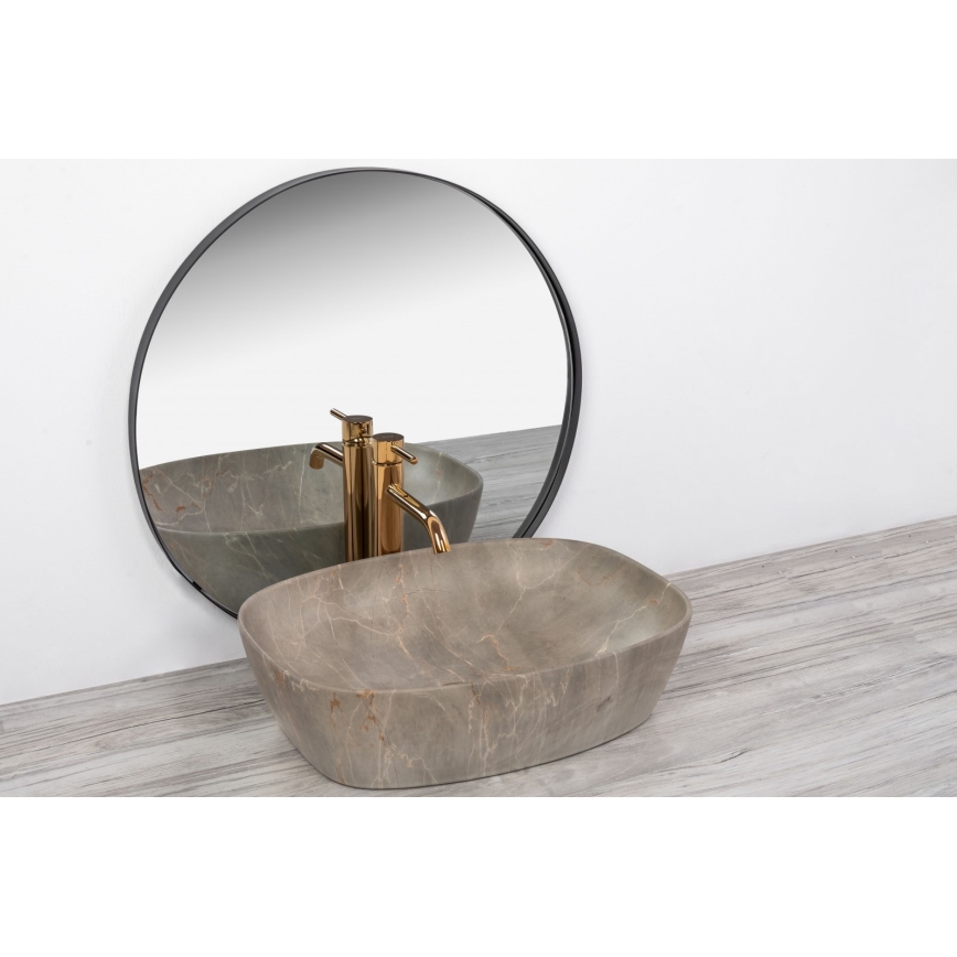 REA-U6647 - Umývadlo na dosku FREJA 39,5x51 cm keramika/šedá/mramorový dekor