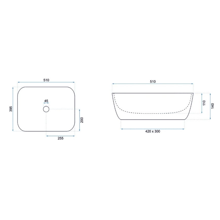 REA-U6647 - Umývadlo na dosku FREJA 39,5x51 cm keramika/šedá/mramorový dekor