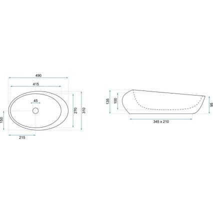 REA-U6649 - Umývadlo na dosku ROXY 31x49 cm keramika/imitácia kameňa
