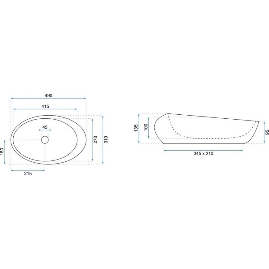 REA-U6649 - Umývadlo na dosku ROXY 31x49 cm keramika/imitácia kameňa