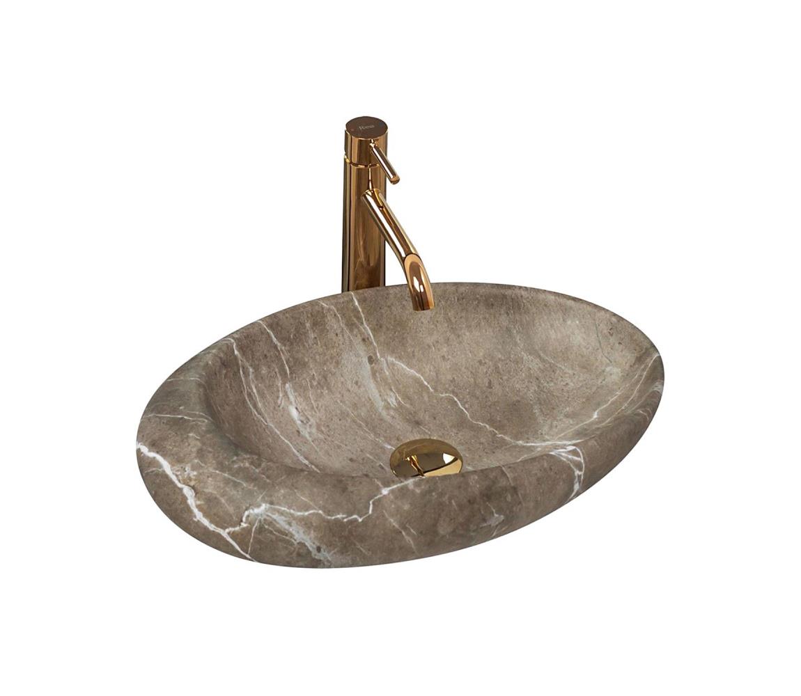 REA-U6650 - Umývadlo na dosku ROXY 31x49 cm keramika/šedá/mramorový dekor REA-U6650