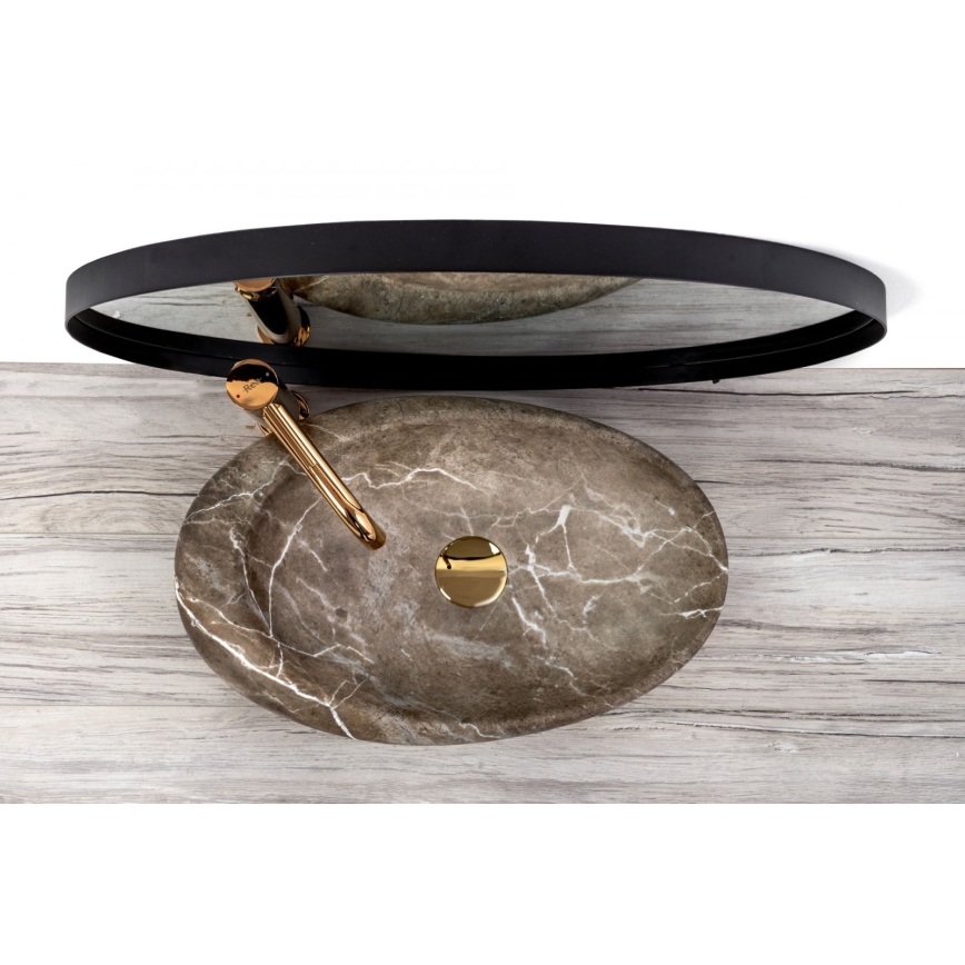 REA-U6650 - Umývadlo na dosku ROXY 31x49 cm keramika/šedá/mramorový dekor