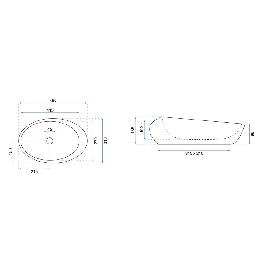 REA-U6650 - Umývadlo na dosku ROXY 31x49 cm keramika/šedá/mramorový dekor