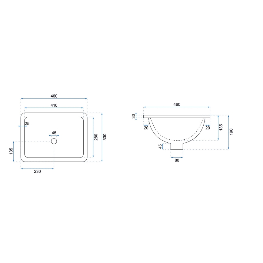 REA-U6653 - Zapustené umývadlo ADELA 33x46 cm keramika/lesklá biela