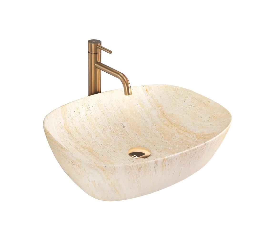 REA-U6689 - Umývadlo na dosku FREJA 39,5x51 cm keramika/béžová/imitácia kameňa REA-U6689