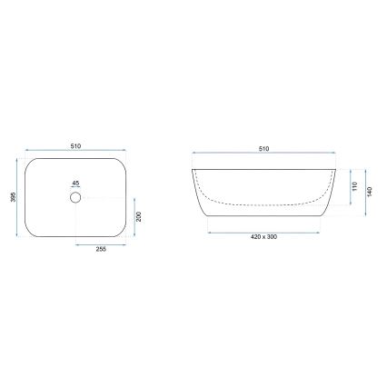 REA-U6689 - Umývadlo na dosku FREJA 39,5x51 cm keramika/béžová/imitácia kameňa