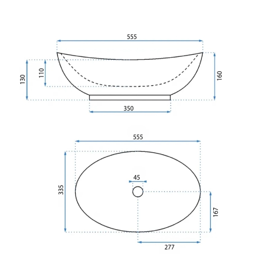 REA-U6801 - Umývadlo na dosku KATE 33,5x55,5 cm keramika/lesklá biela