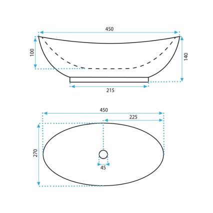 REA-U6802 - Umývadlo na dosku KATE 27x45 cm keramika/lesklá biela