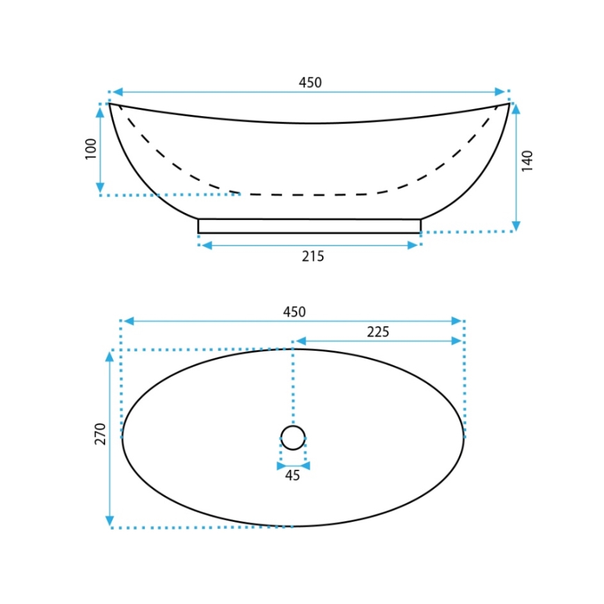 REA-U6802 - Umývadlo na dosku KATE 27x45 cm keramika/lesklá biela