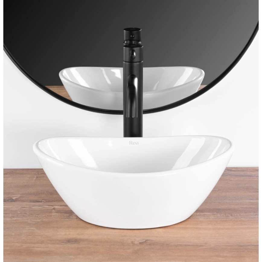 REA-U6803 - Umývadlo na dosku KATE 24,5x36,5 cm keramika/lesklá biela