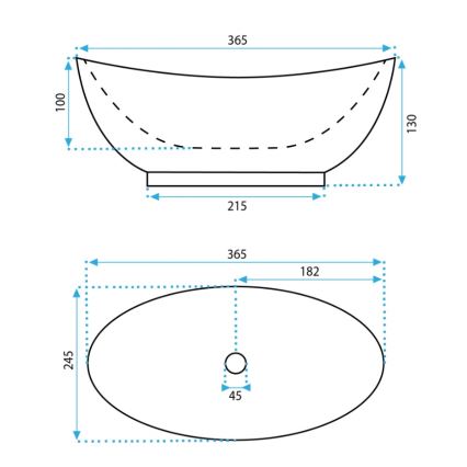 REA-U6803 - Umývadlo na dosku KATE 24,5x36,5 cm keramika/lesklá biela