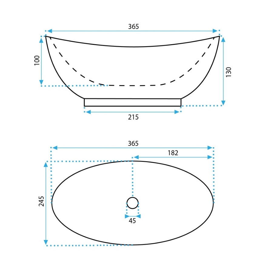 REA-U6803 - Umývadlo na dosku KATE 24,5x36,5 cm keramika/lesklá biela
