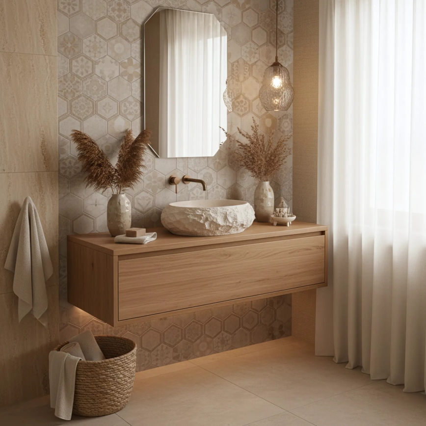 REA-U7347 - Umývadlo na dosku MIKA 38x50 cm béžová/imitácia kameňa