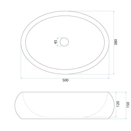REA-U7347 - Umývadlo na dosku MIKA 38x50 cm béžová/imitácia kameňa
