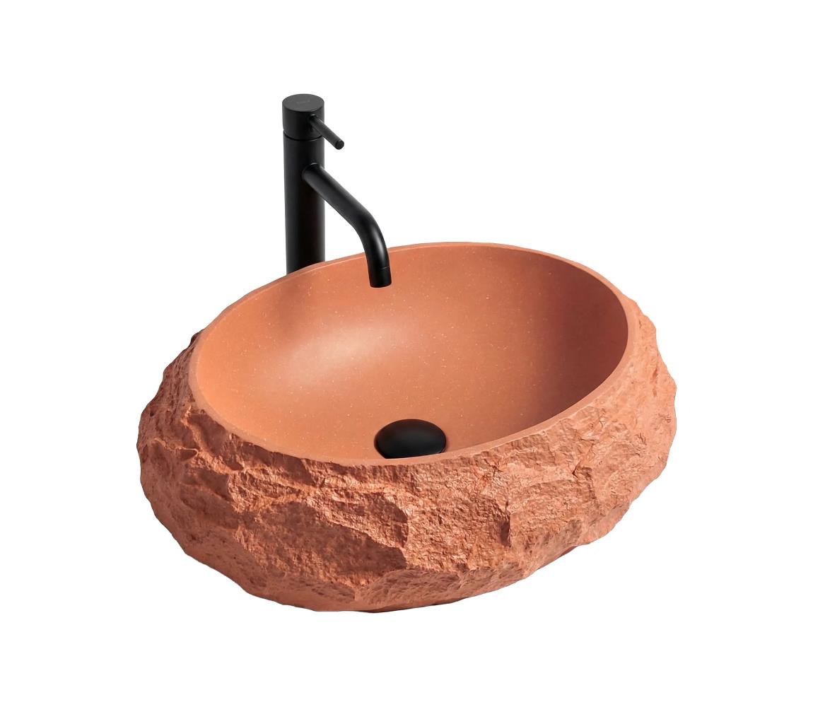 REA-U7349 - Umývadlo na dosku MIKA 38x50 cm, oranžové / imitácia kameňa REA-U7349