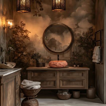 REA-U7349 - Umývadlo na dosku MIKA 38x50 cm, oranžové / imitácia kameňa