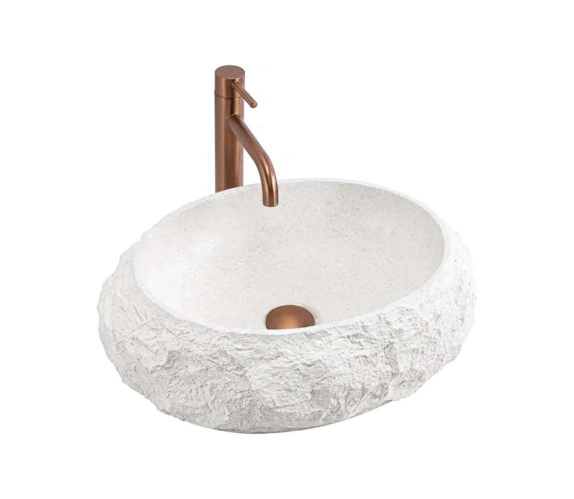 REA-U7350 - Umývadlo na dosku MIKA 38x50 cm biele/imitácia kameňa REA-U7350