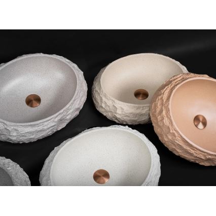 REA-U7350 - Umývadlo na dosku MIKA 38x50 cm biele/imitácia kameňa