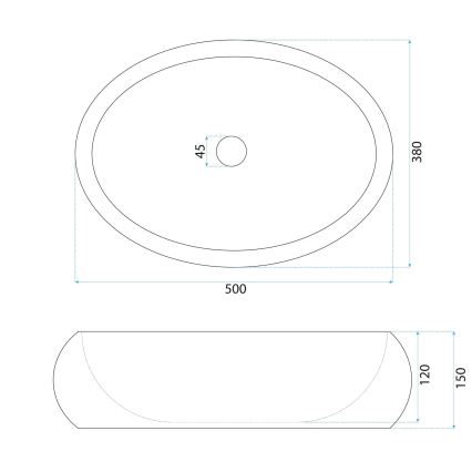 REA-U7350 - Umývadlo na dosku MIKA 38x50 cm biele/imitácia kameňa