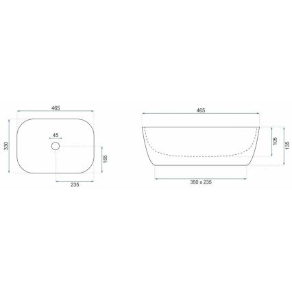 REA-U7422 - Umývadlo na dosku BELINDA 33x46,5 cm keramika/biela/zlatá