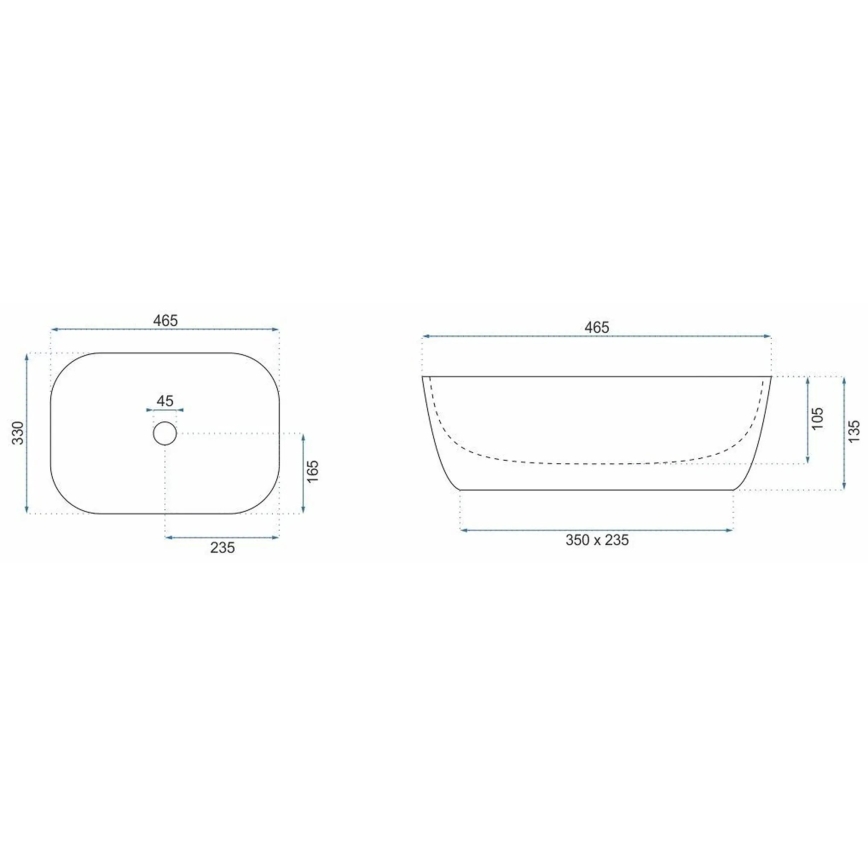 REA-U7422 - Umývadlo na dosku BELINDA 33x46,5 cm keramika/biela/zlatá