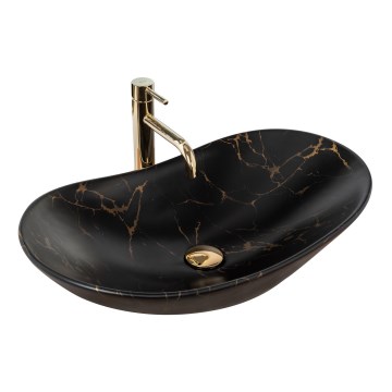 REA-U7478 - Umývadlo na dosku ROYAL 36x62 cm keramika/čierna/mramorový dekor