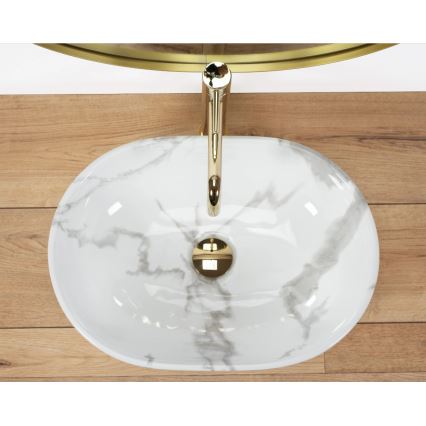 REA-U8001 - Umývadlo na dosku AMELIA 34,5x48 cm keramika/mramorový dekor