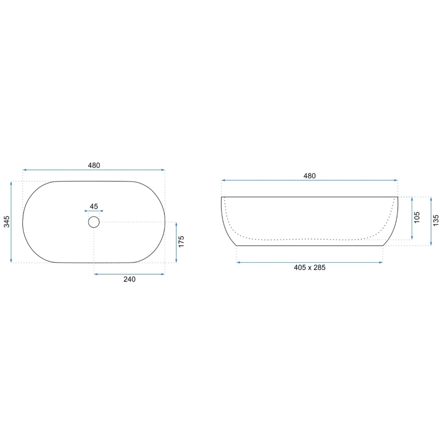 REA-U8001 - Umývadlo na dosku AMELIA 34,5x48 cm keramika/mramorový dekor