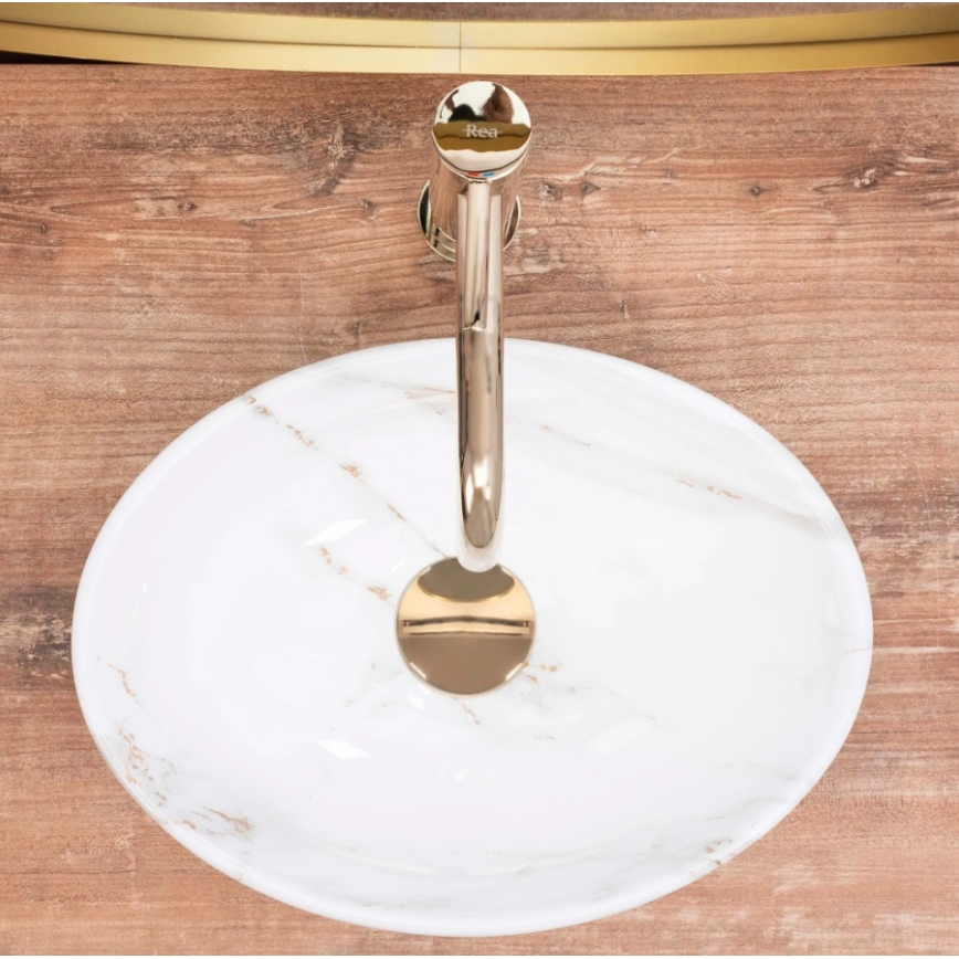 REA-U8014 - Umývadlo na dosku SOFIA MINI 27 × 34 cm, keramika / mramorový dekor