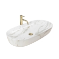 REA-U8404 - Umývadlo na dosku CLEO 41x81 cm keramika/biela/mramorový dekor