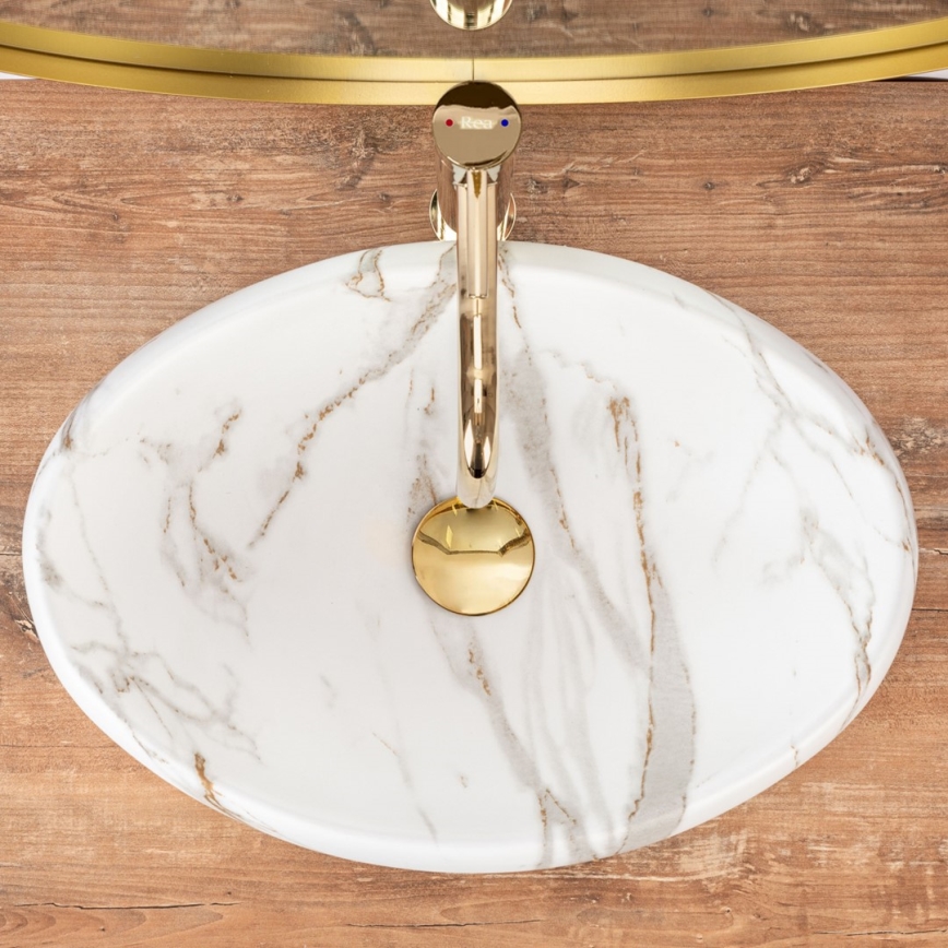 REA-U8568 - Umývadlo na dosku LINDA 34x48,5 cm keramika/mramorový dekor