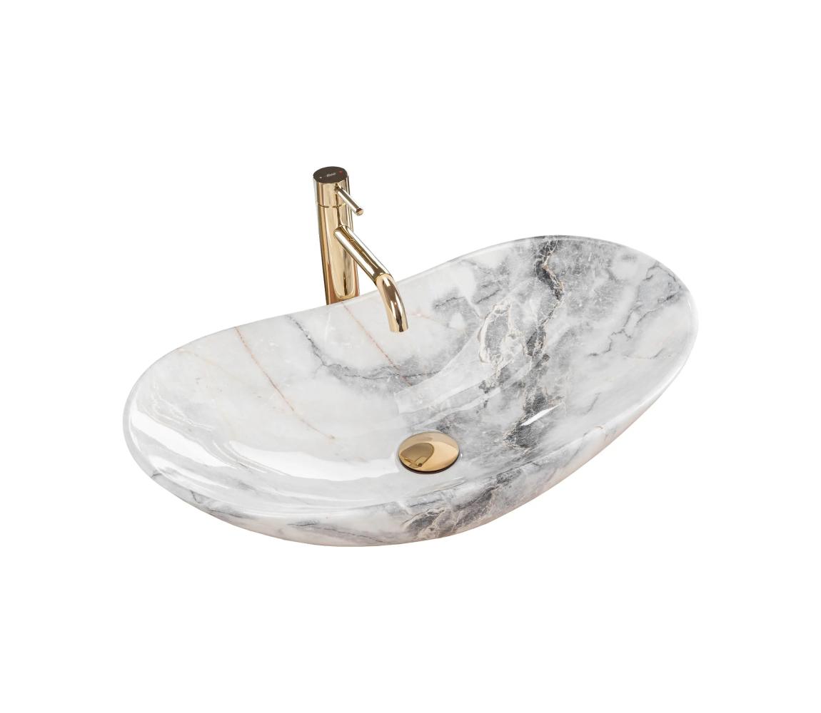 REA-U8596 - Umývadlo na dosku ROYAL 36x62,5 cm keramika/biela/sivá/imitácia kameňa REA-U8596