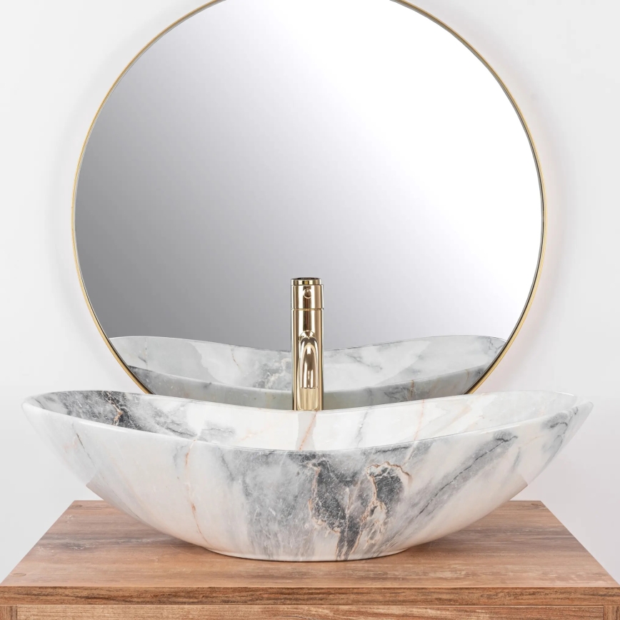 REA-U8596 - Umývadlo na dosku ROYAL 36x62,5 cm keramika/biela/sivá/imitácia kameňa