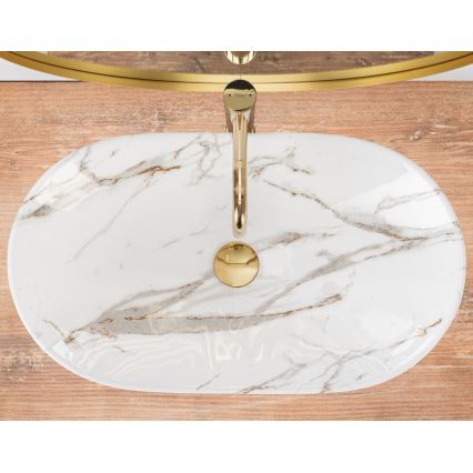 REA-U8597 - Umývadlo na dosku ROYAL 36x62 cm keramika/mramorový dekor