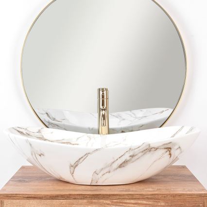 REA-U8597 - Umývadlo na dosku ROYAL 36x62 cm keramika/mramorový dekor