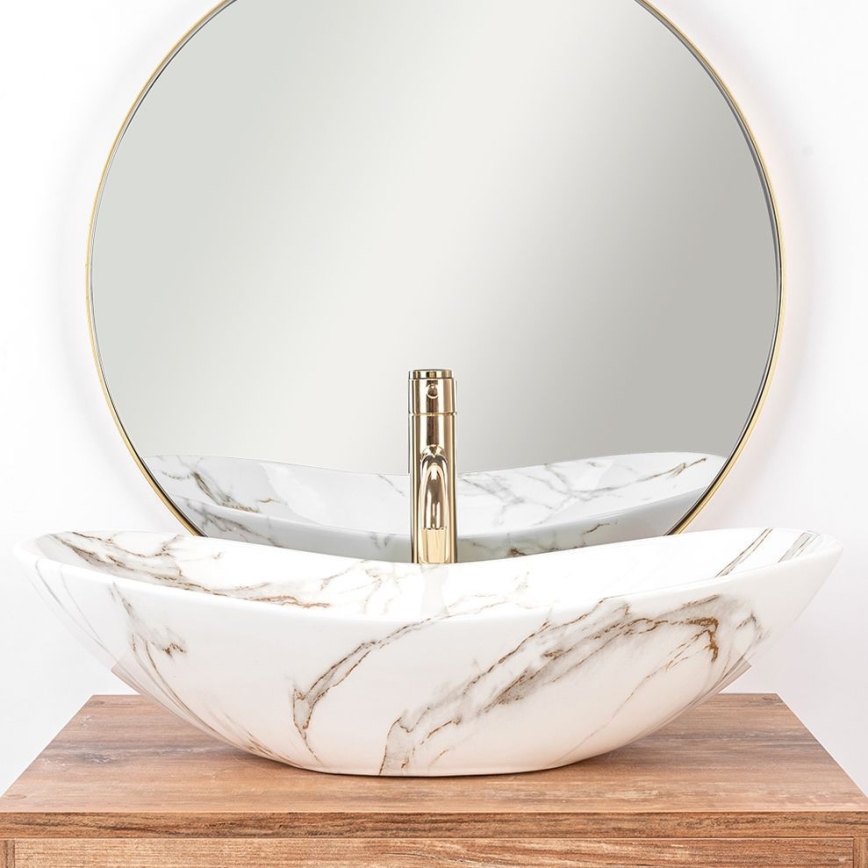 REA-U8597 - Umývadlo na dosku ROYAL 36x62 cm keramika/mramorový dekor