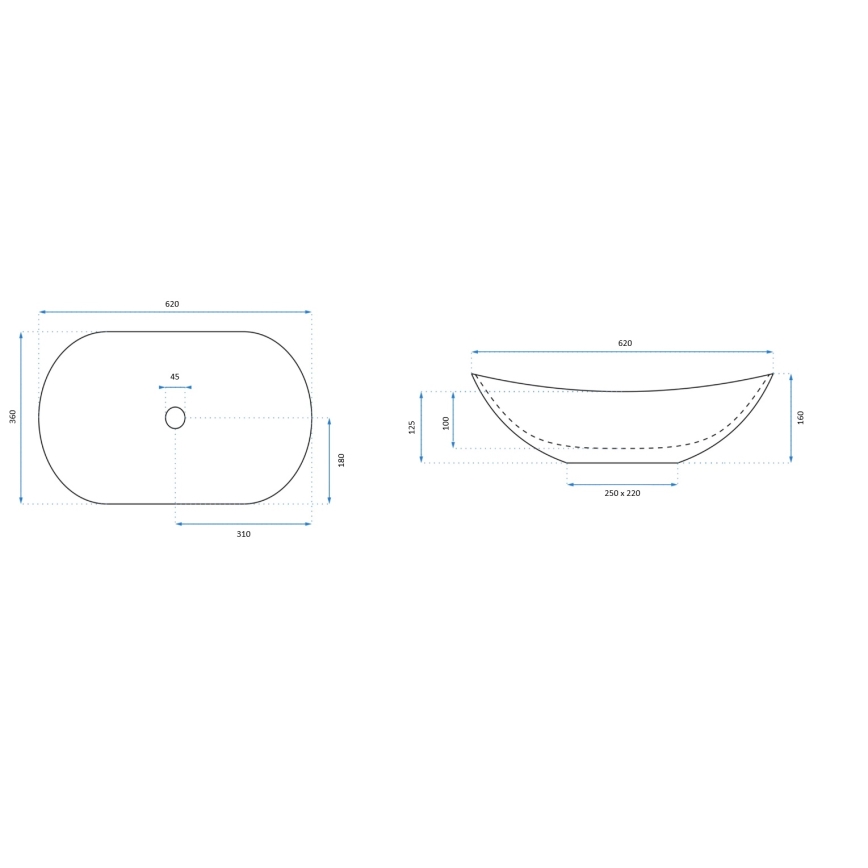 REA-U8597 - Umývadlo na dosku ROYAL 36x62 cm keramika/mramorový dekor