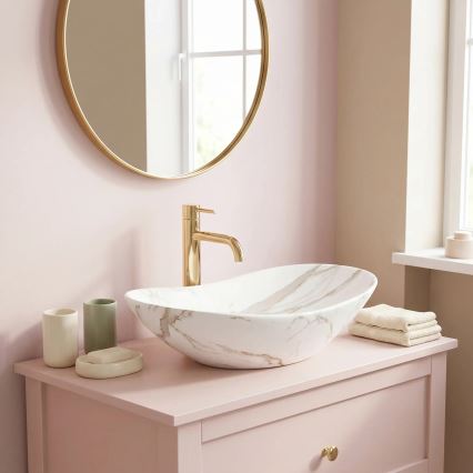 REA-U8598 - Umývadlo na dosku ROYAL 36x60,5 cm keramika/mramorový dekor