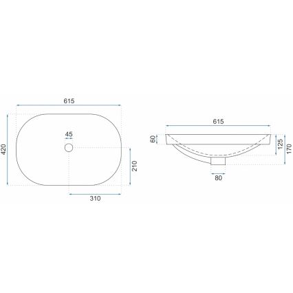 REA-U8700 - Umývadlo na dosku ARLETA 42x61,5 cm keramika/lesklá biela