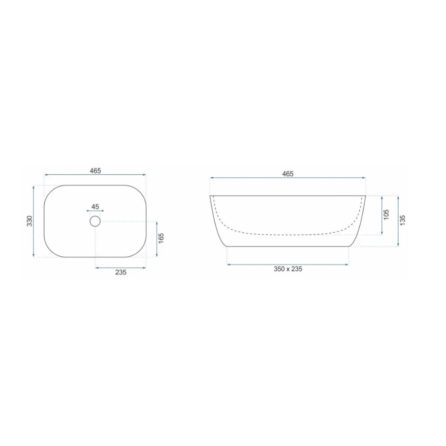 REA-U8780 - Umývadlo na dosku BELINDA 33x46,5 cm keramika/čierna/zlatá