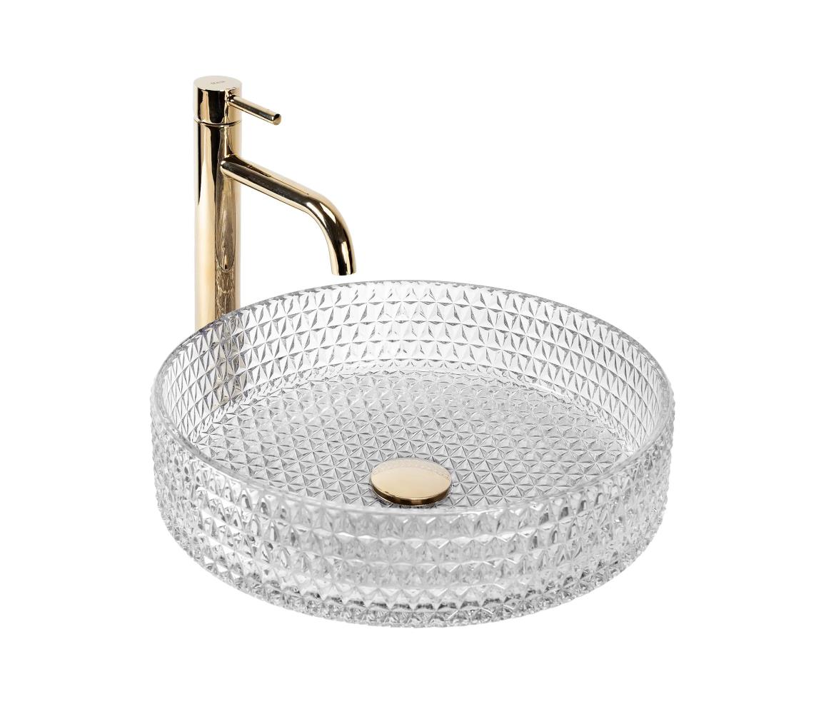REA-U8881 - Umývadlo na dosku CRISTAL Ø 39 cm sklo/číre REA-U8881